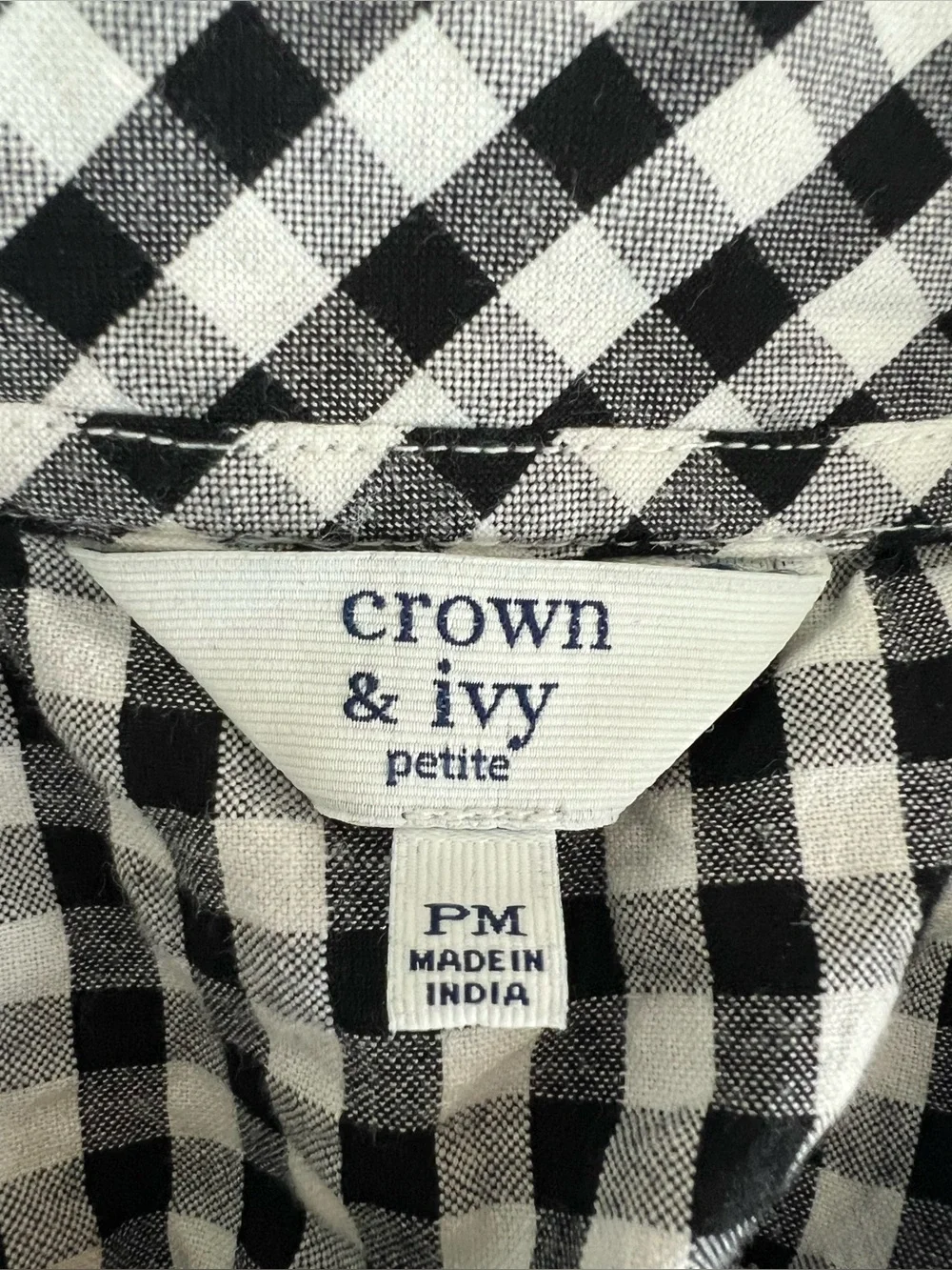 CROWN & IVY Gingham Sleeveless Ruffle V-Neck Seersucker Dress